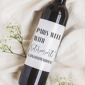Retirement gift- Pairs Well With Retirement- Retirement Gift for Coworker- Happy Retirement - Coworker Gift- Wine Labels