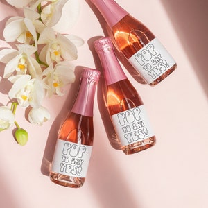 Bridal Mini Champagne Bottles Labels, Bridesmaid Proposal Pop to say yes, Bridesmaid Maid of Honor, Proposal Label