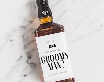 Groomsmen Best Man Proposal Mini Whiskey Label, Best Man Gift, Mini Liquor Wedding Labels, Groomsman Wine Label Gift Bag, Best Man Label
