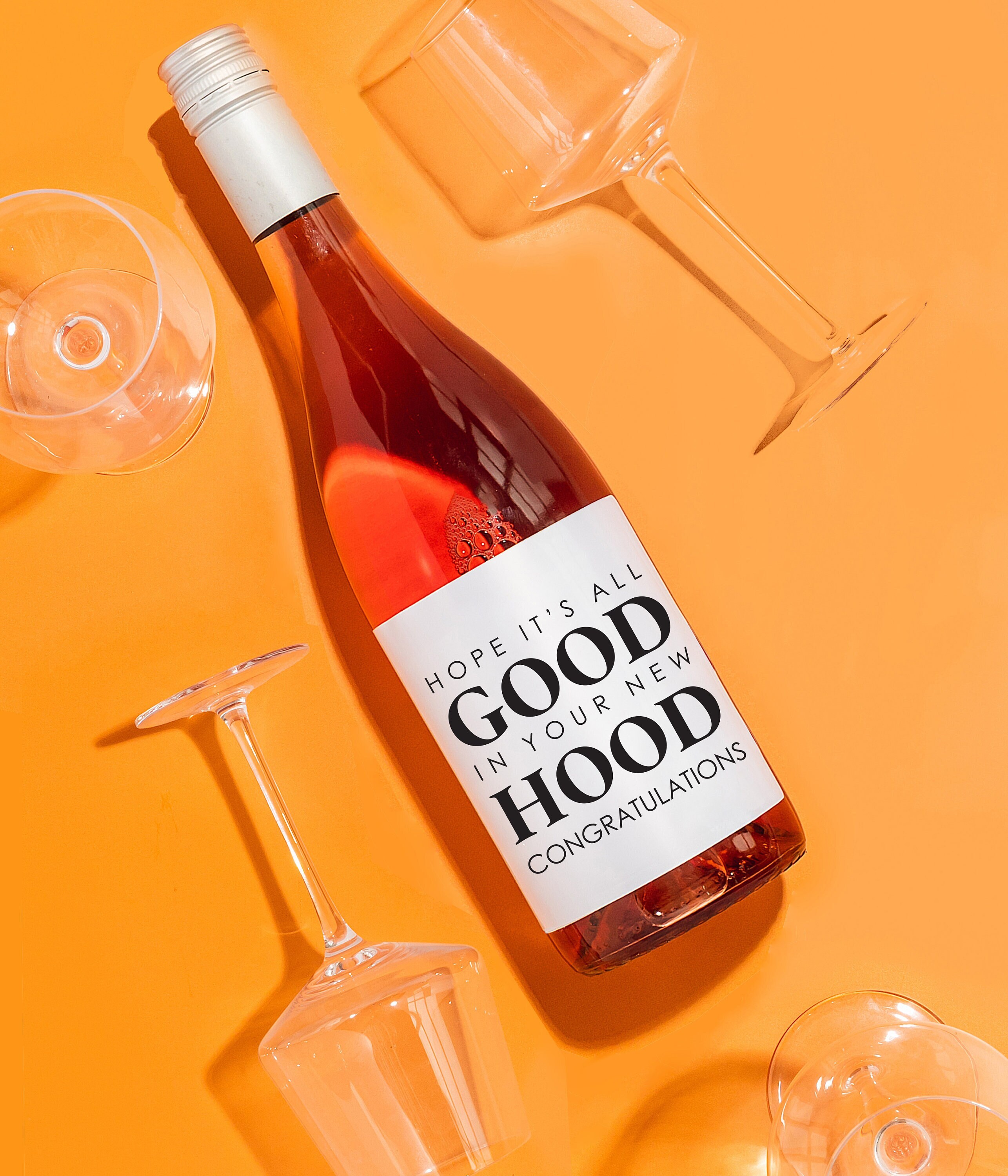 NEW HOME LABEL, Funny Housewarming Label, Good In The Hood, First Home, Moving Away Wine Label, New Home Congratulations, First Homeowner