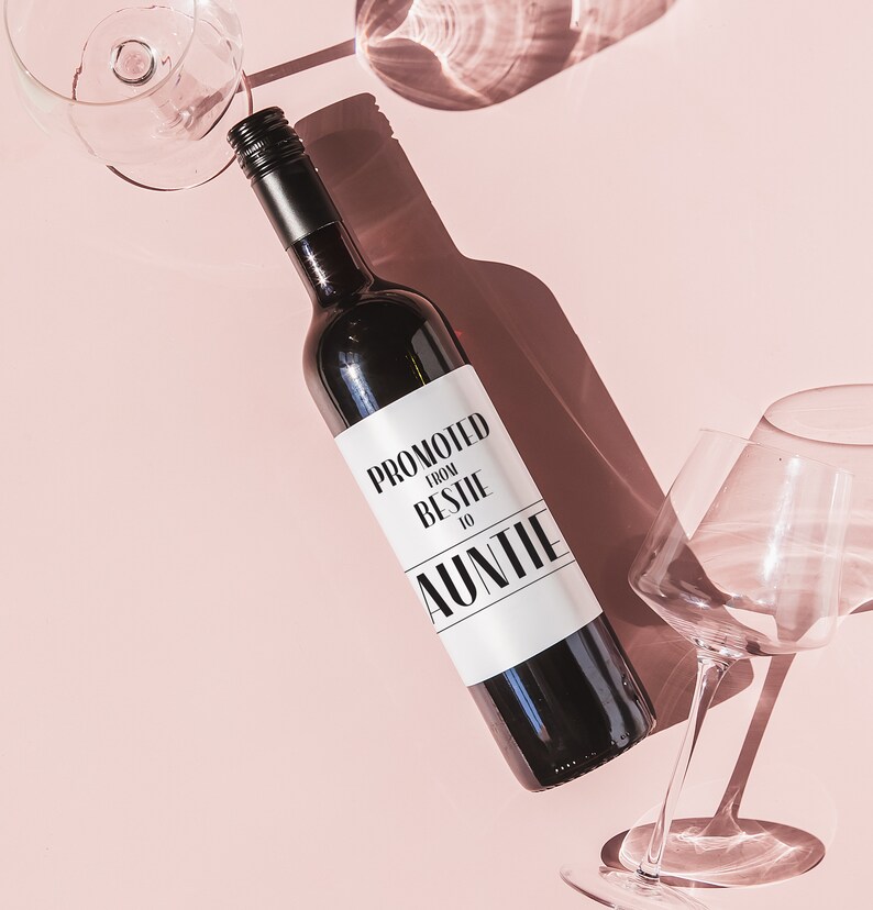 Baby Announcement Wine Label,NEW AUNT GIFT, Cool Aunts Club,Pregnancy Announcement, Gift for Auntie, New Aunt Wine Label, Becoming an Auntie image 6