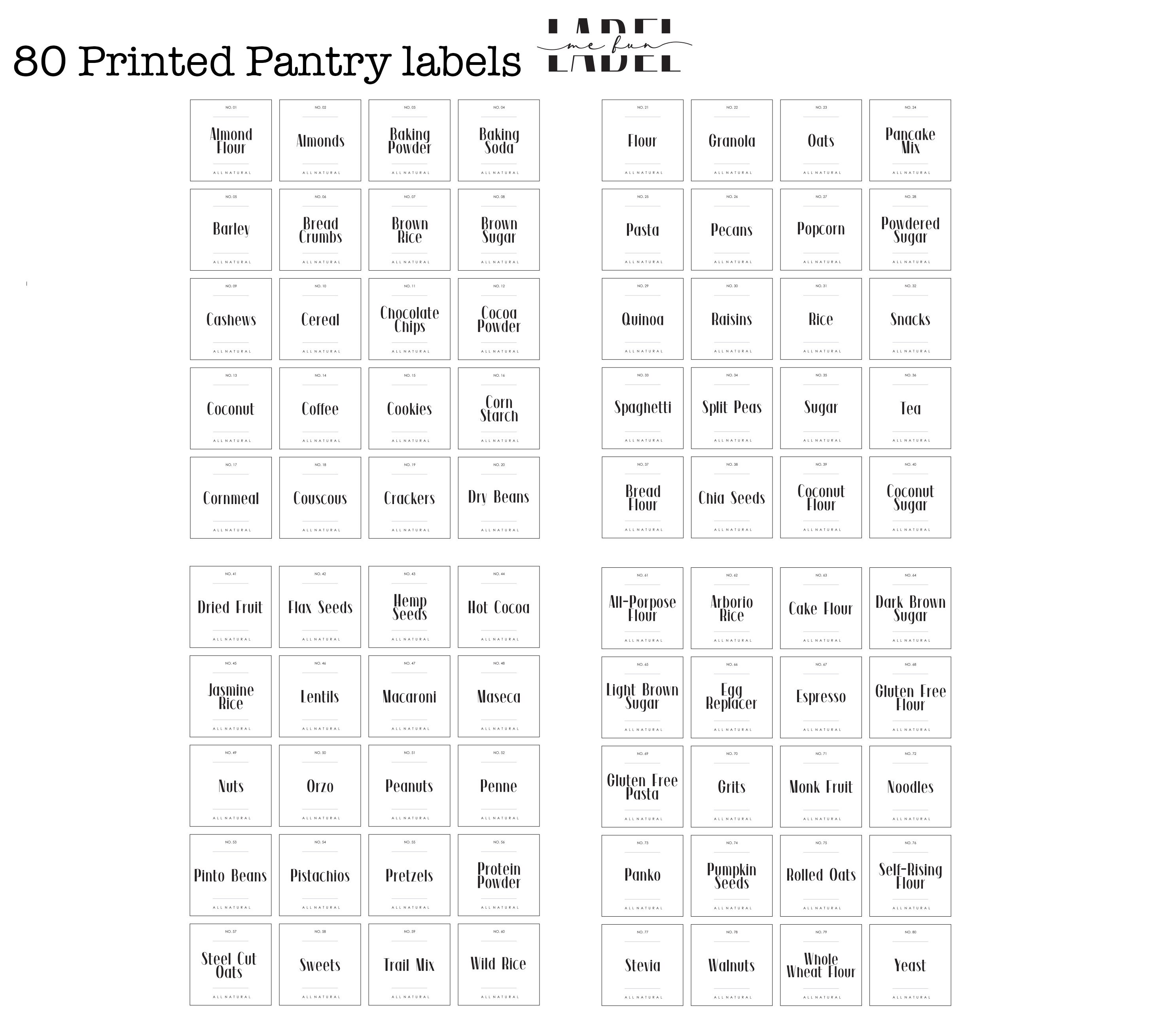 Printed Minimalist Pantry Labels, Kitchen Labels, Labels for Pantry ...