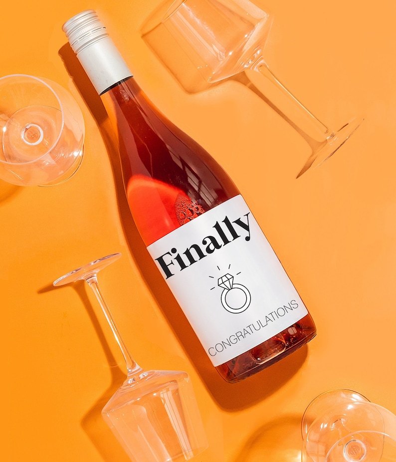 Funny Engagement Wine Label, Engagement Gift, Engagement gift, Funny gift for couple, Gift for newly Engaged Couple Finally Congratulations