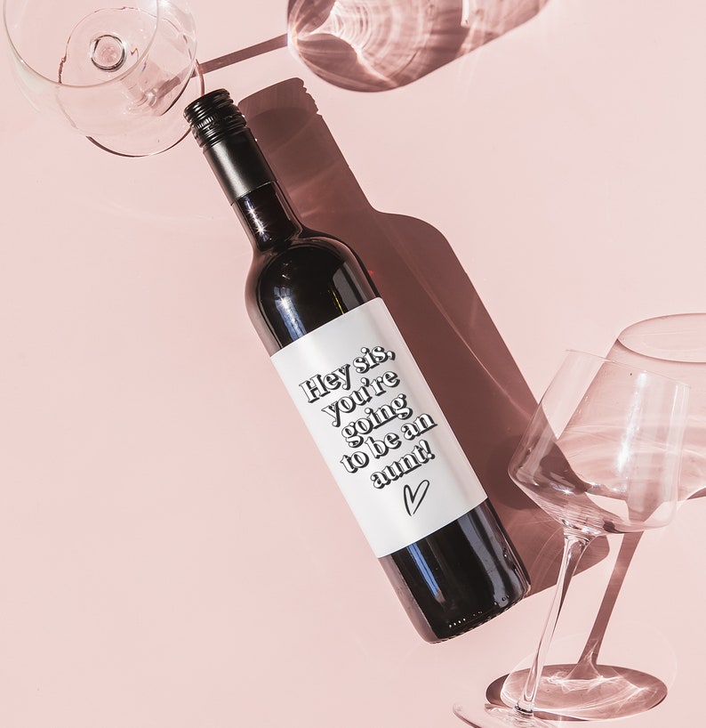 Baby Announcement Wine Label,NEW AUNT GIFT, Cool Aunts Club,Pregnancy Announcement, Gift for Auntie, New Aunt Wine Label, Becoming an Auntie image 4