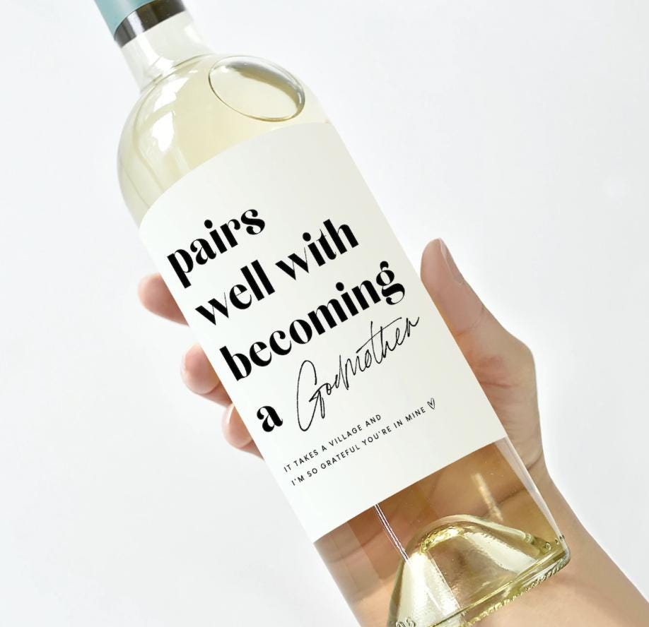 Godmother Proposal Label Gift, Godmother Ask Gift, Pregnancy Reveal Wine Label, Godparent Proposal Gift, Godparent Wine Label, New Godfather