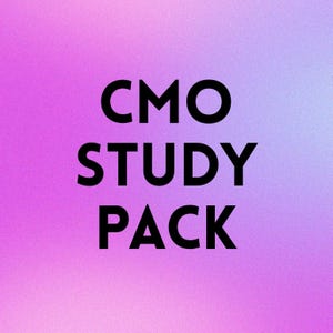Può includere: Uno sfondo sfumato nei toni del viola e del blu con il testo "CMO STUDY PACK" in grassetto nero. Il testo è centrato e impilato verticalmente, creando un design visivamente accattivante.