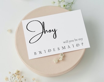Will you be my BRIDESMAID CARD - Printable template PROPOSAL Card Template Instant Download Editable in Canva Downloadable Flat Card