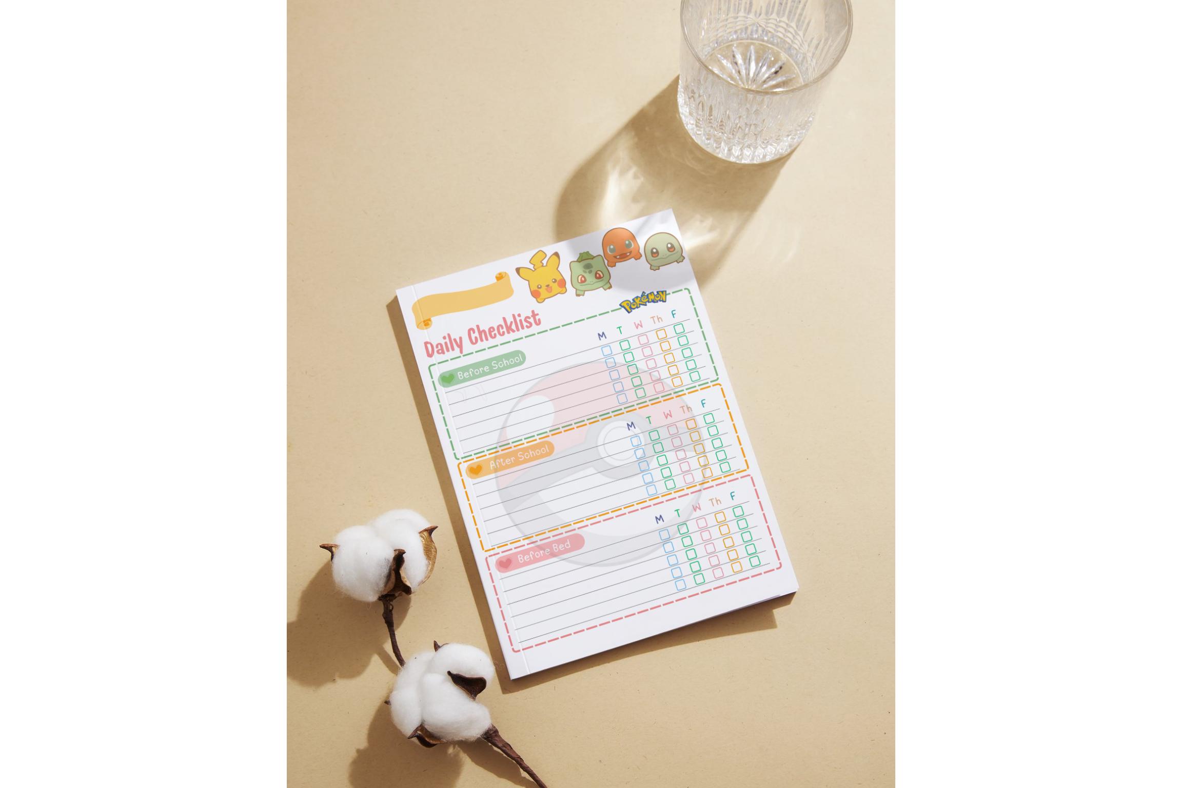 Pokemon Kids Daily Checklist, Chore Chart, Printable PDF (A4, 8.5x11 ...