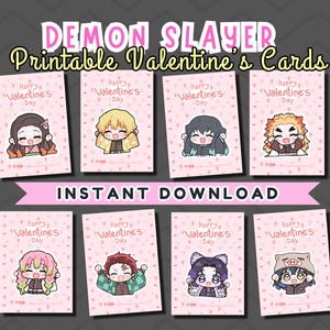Downloadable Demon SLAYER VALENTINE'S Day Card for kids,  Instant Download, Printable, Nezuko, School