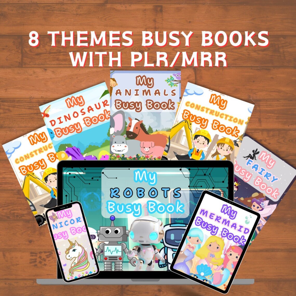 8 Themes PLR/MRR BUSY Book Template Toddler Busy Book First Quiet Book ...