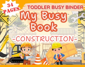 Livro de Atividades para Crianças Pequenas com Tema de Construção, para Educação Domiciliar, Download, Primeiros Passos, Caderno de Aprendizagem Imprimível e Tranquilo para Crianças, Pré-escola e Jardim de Infância