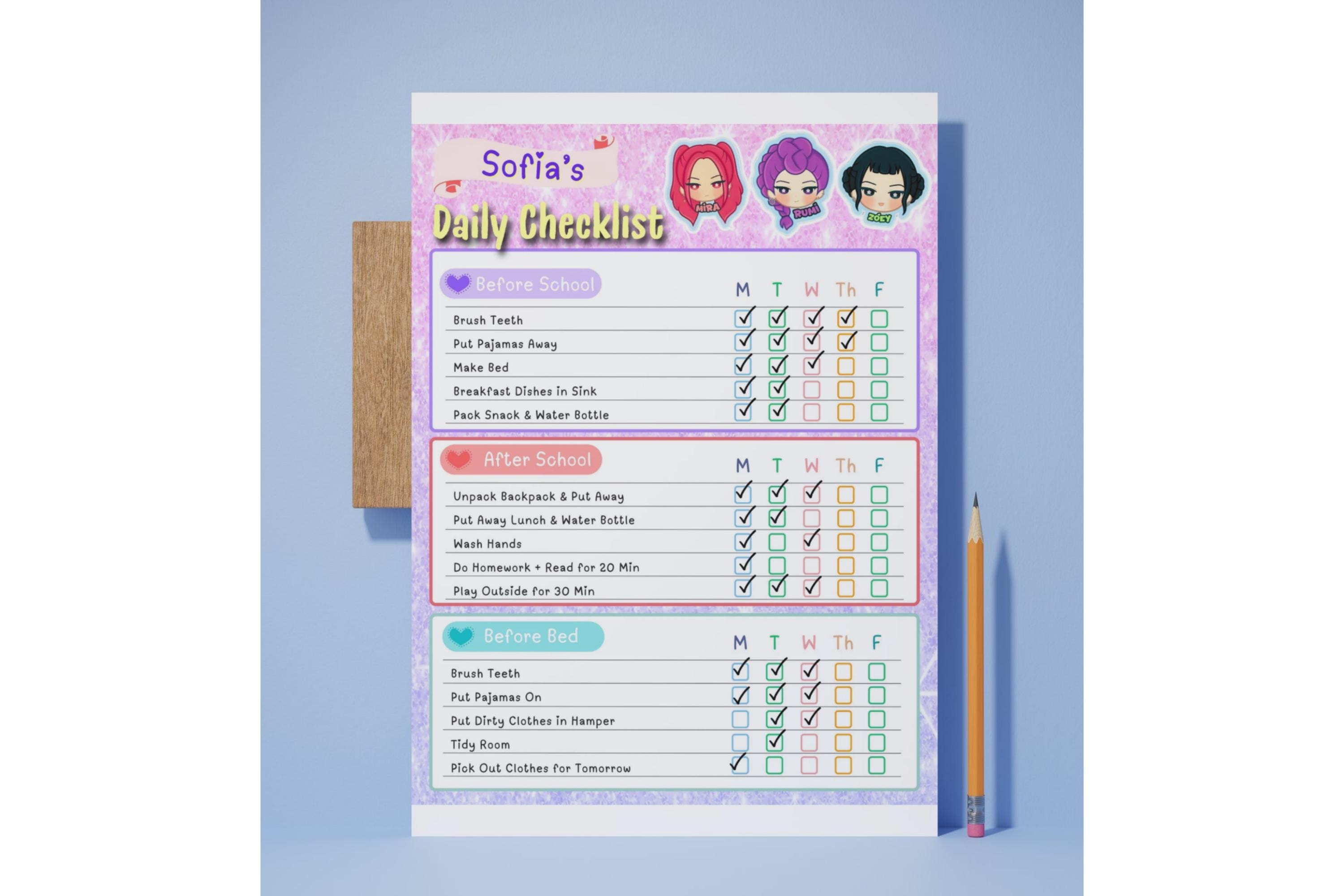 Routine Check Demon KPOP Demon Hunter Kids Daily Checklist, Responsibility Chart (PDF ...