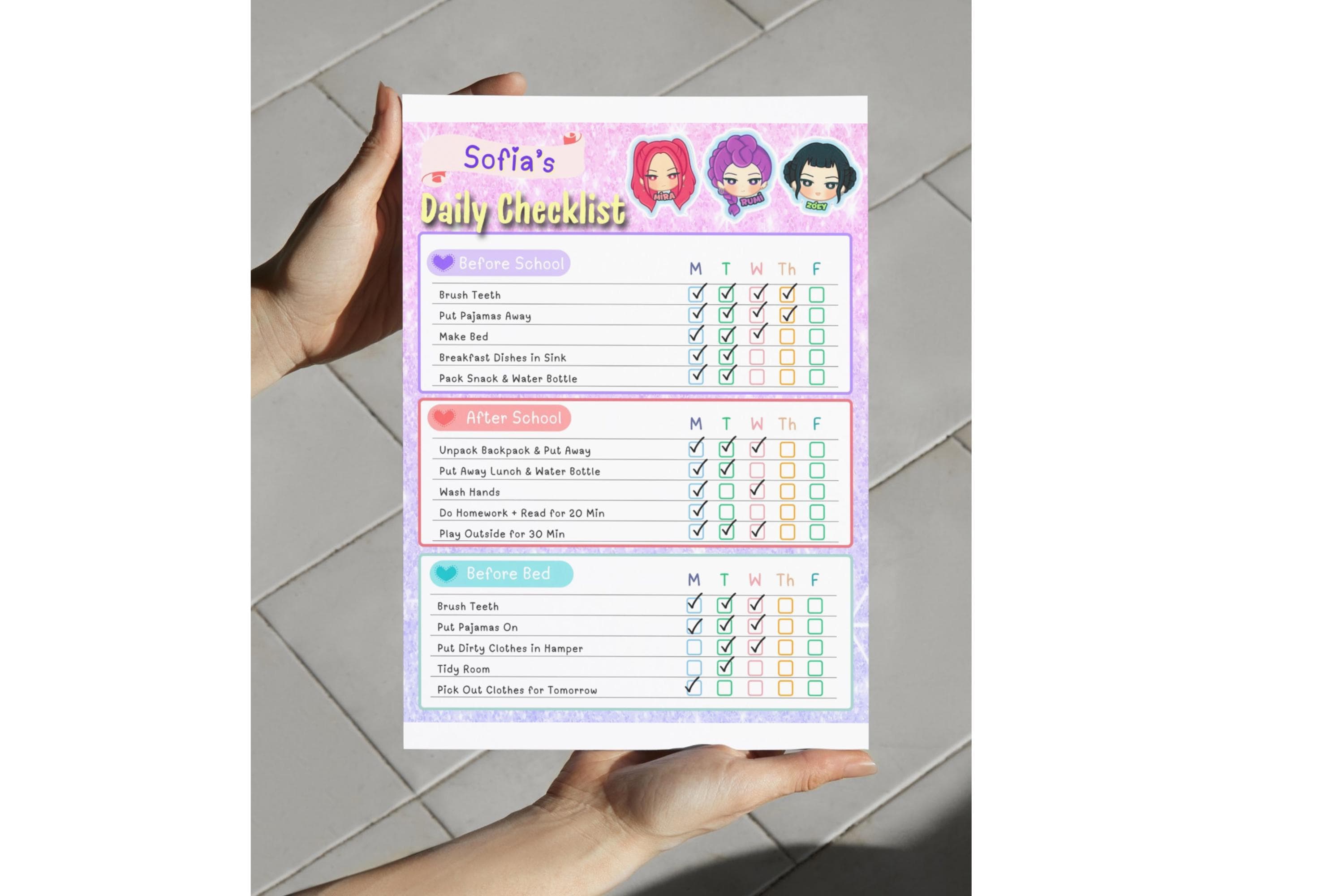 Routine Check Demon KPOP Demon Hunter, Kids Daily Checklist, Chore Chart, Responsibility ...