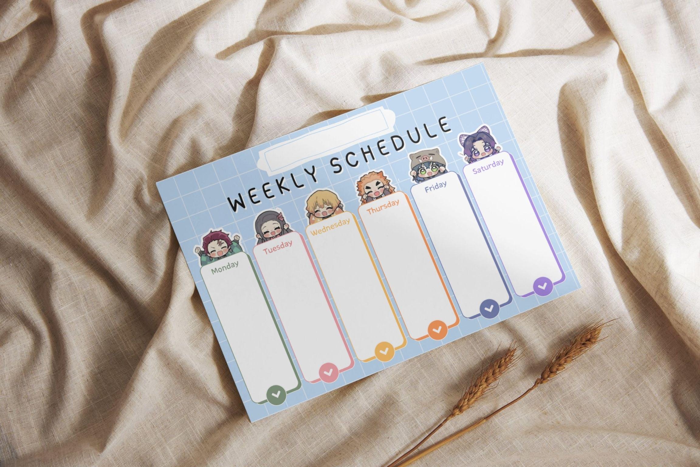Routine Check Demon Demon Slayer Kids Weekly Planner, Editable Canva Template (PDF Download ...