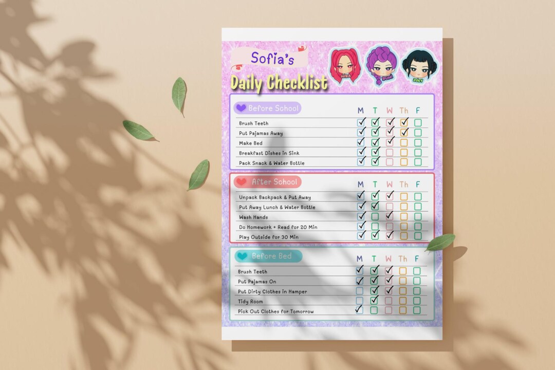 Routine Check Demon KPOP Demon Hunter Kids Daily Checklist, Responsibility Chart (PDF ...
