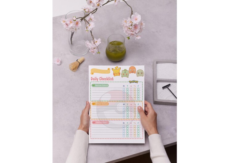 Pokemon Kids Daily Checklist, Chore Chart, Printable PDF (A4, 8.5x11 ...