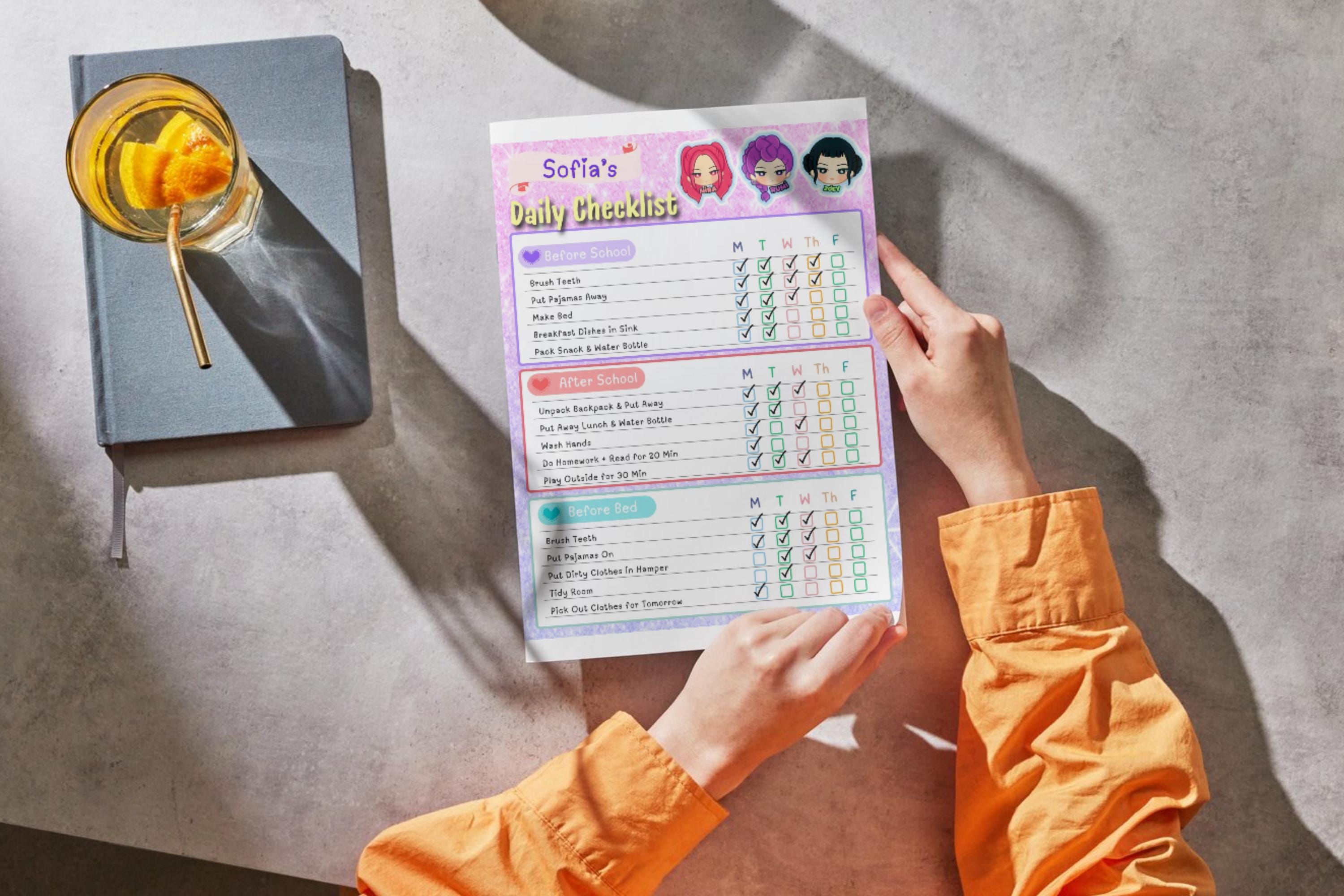 Routine Check Demon KPOP Demon Hunter Kids Daily Checklist, Responsibility Chart (PDF ...