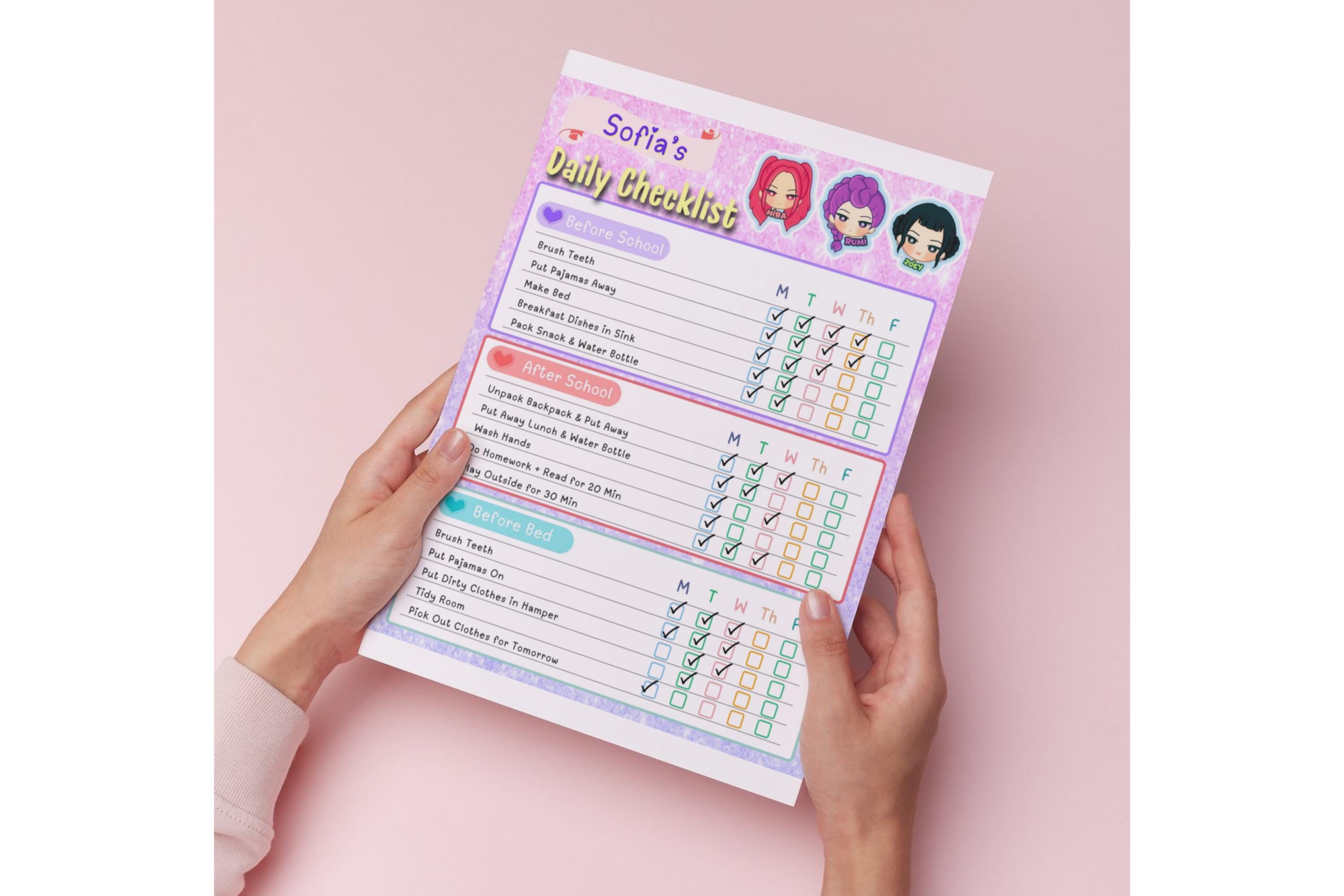 Routine Check Demon KPOP Demon Hunter, Kids Daily Checklist, Chore Chart, Responsibility ...