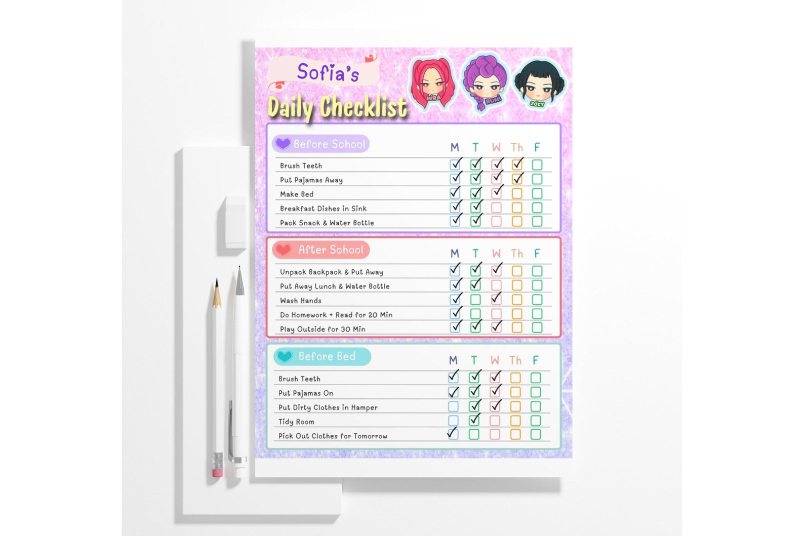 Routine Check Demon KPOP Demon Hunter Kids Daily Checklist, Responsibility Chart (PDF ...