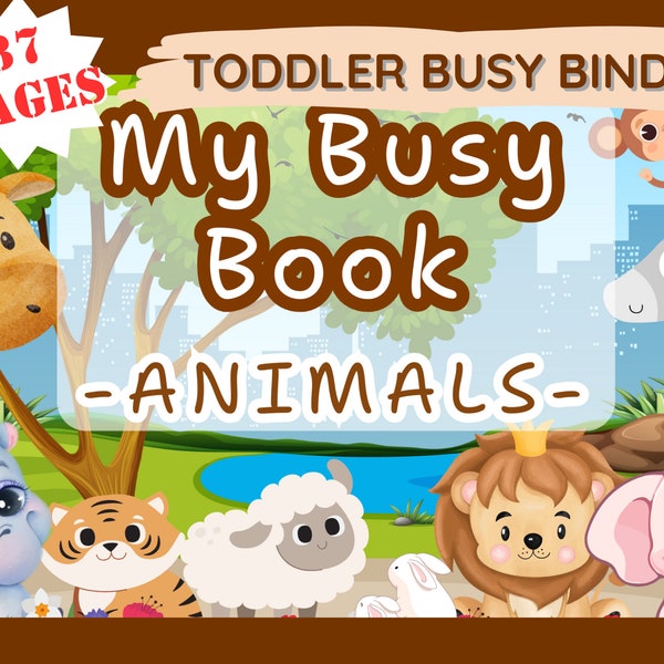 Animals TODDLER LEARNING BINDER - Toddler Printable Busy Book First Busy Book Printable Quiet Book Printable Learning for kids Downloadable