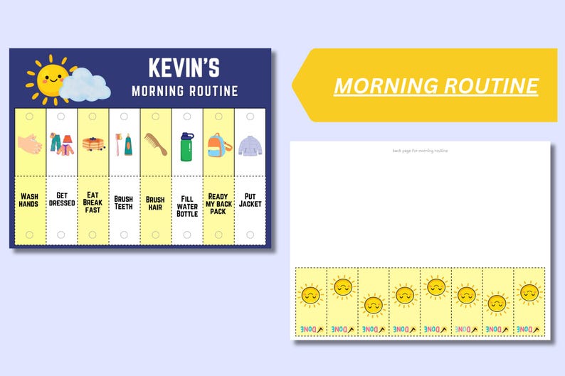 File Folder Routine Chart Kids Kids Daily Routine Flip Chart, Editable Canva Template (PDF Download ...
