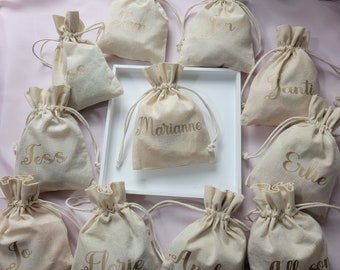 MINIMALIST gift - PERSONALIZED Canvas stringpouch / WEDDING / 5x7 Inches / Reusable Bag / Christmas / Giveaways / Souvenir / Favor / Favours