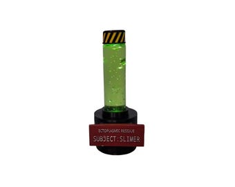 Ghostbusters Inspired Slimer Ectoplasm Slime Vial with LED Display Stand (4.3 inches Tall)