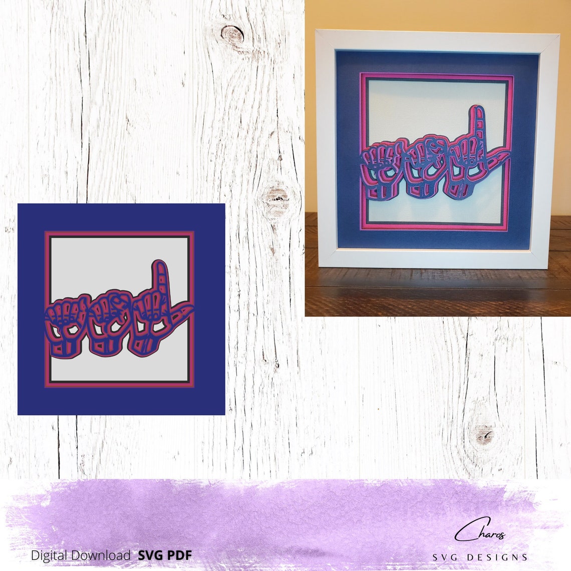 ASL american Sign Language 3D Shadow Box SVG ASL Sign Etsy