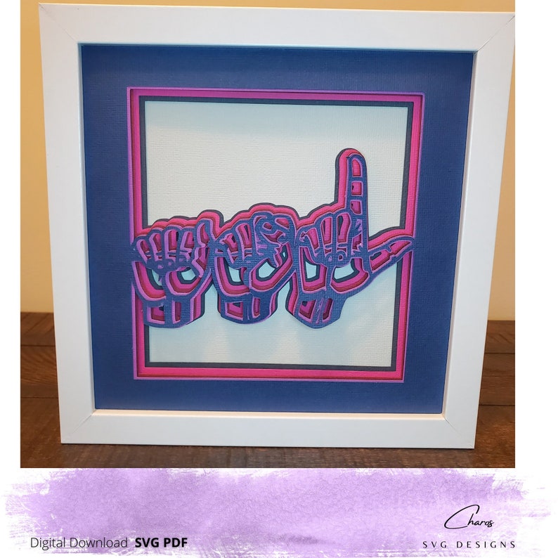 ASL american Sign Language 3D Shadow Box SVG ASL Sign Etsy