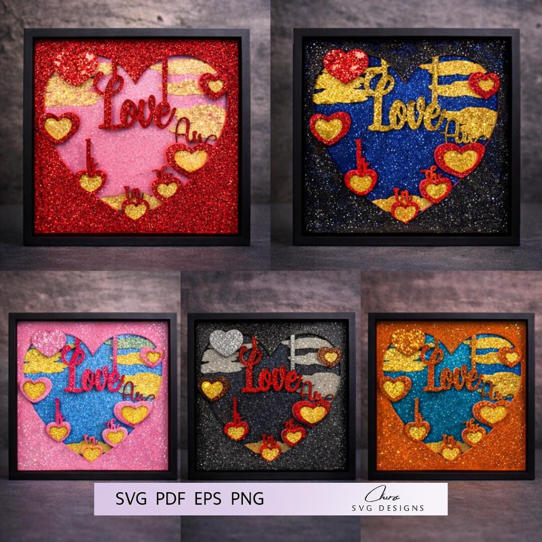 Layered Heart Shadow Box SVG | Valentine's Day Cricut Design (digital ...