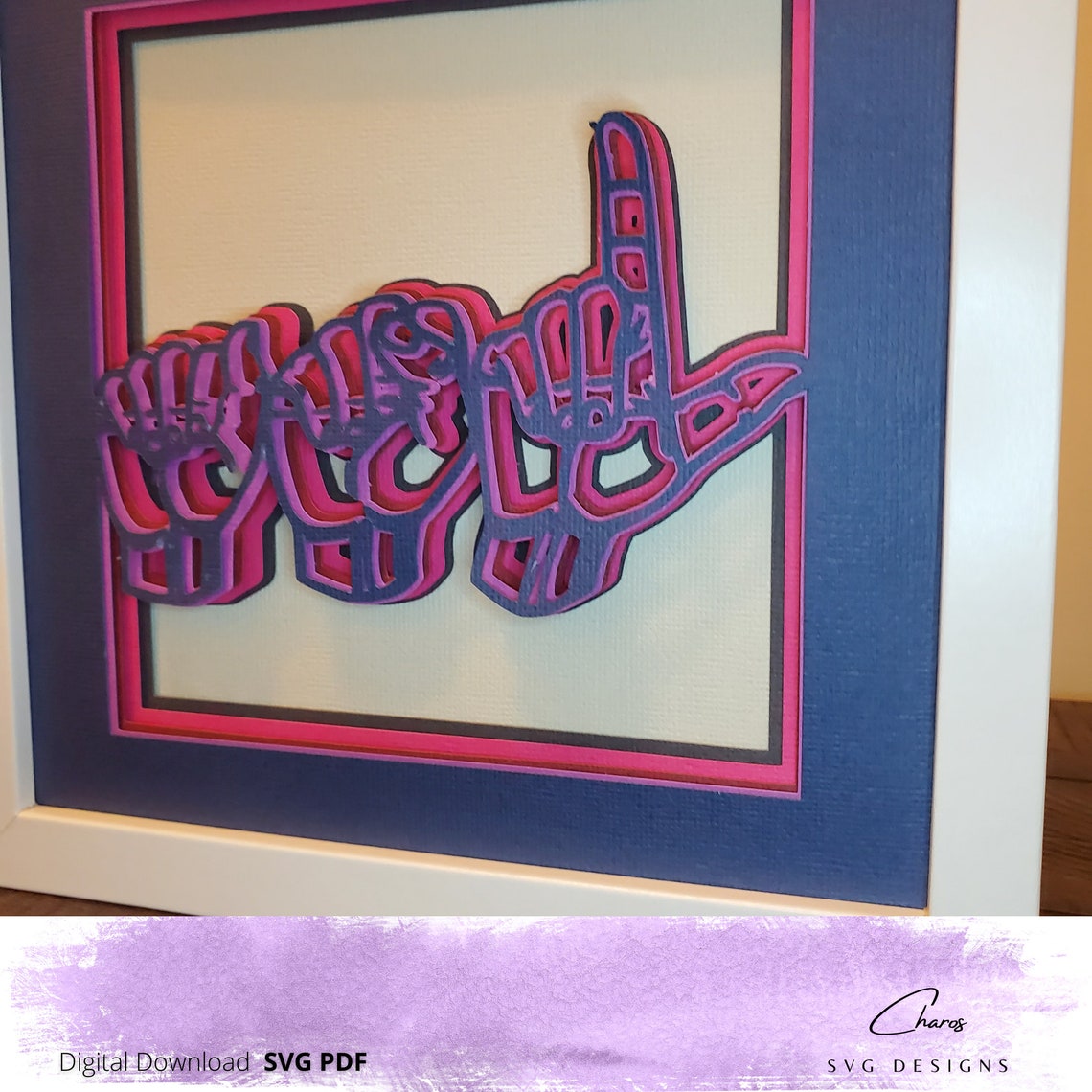 ASL american Sign Language 3D Shadow Box SVG ASL Sign Etsy