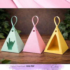 Paquete de plantillas de caja de regalo/regalo piramidal SVG / Perfecto para manualidades DIY / ASL / ¡Transforme sus proyectos ahora!