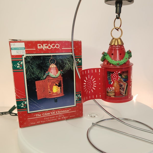 ENESCO 1991 "The Glow of Christmas" 1st Issue ""May All Your Christmas Be Bright" 2 year collectible Lustre Fame - Light ornament