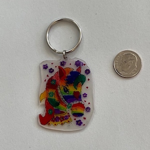 Rainbow Unicorn keychain shrinky dink