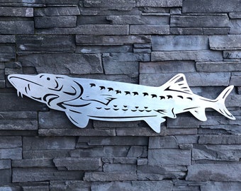 Metal Art Sturgeon Metal Wall Decor Fish Gift for Fisherman Fathers Day Anniversary Gift Fish Metal Art Indoor or Outdoor Decoration