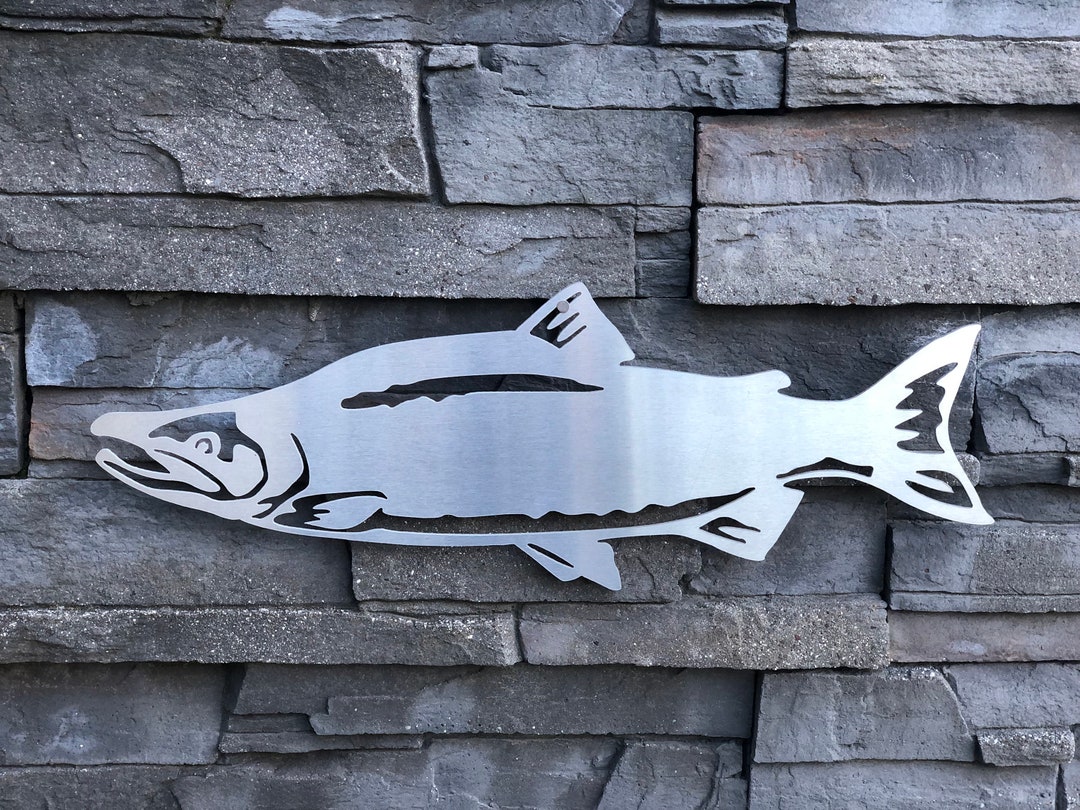 Metal Art Salmon Metal Wall Decor Fish Metal Art Gift for Fisherman