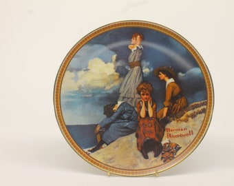 Waiting On the Shore collector plate, Norman Rockwell series