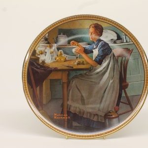 Working In the Kitchen collector plate, Norman Rockwell series