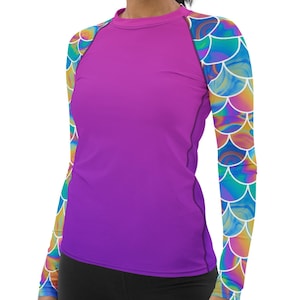 Women&#39;s Rash Guard dragon print, pink Woman kayaking rashguard surfing rashguard