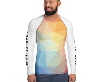 Men's Rash Guard LGBTQ+ art print Love is Love Men kayaking rashguard , surfing rashguard , Beach Rash Guard , Fishing base layer