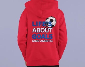 Life's About Goals Soccer Youth Heavy Blend Hooded Sweatshirt