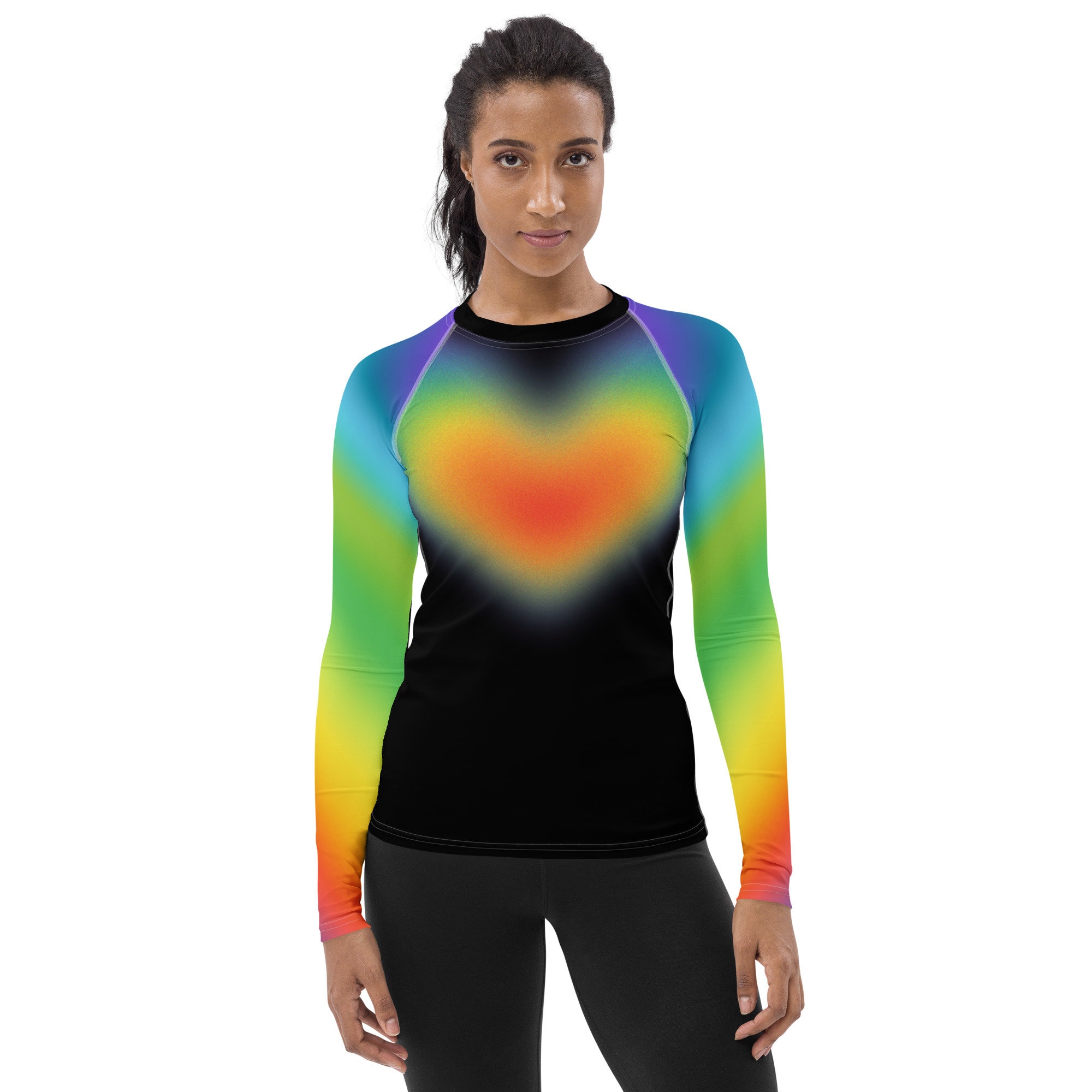 Women's Rash Guard Rainbow Art Print Woman Kayaking Rashguard , Surfing