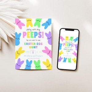 Peeps påskäggjaktsinbjudan: Roligt barnkalas (digital mall)