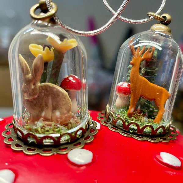 Tiny Woodland Diorama Pendant Necklace