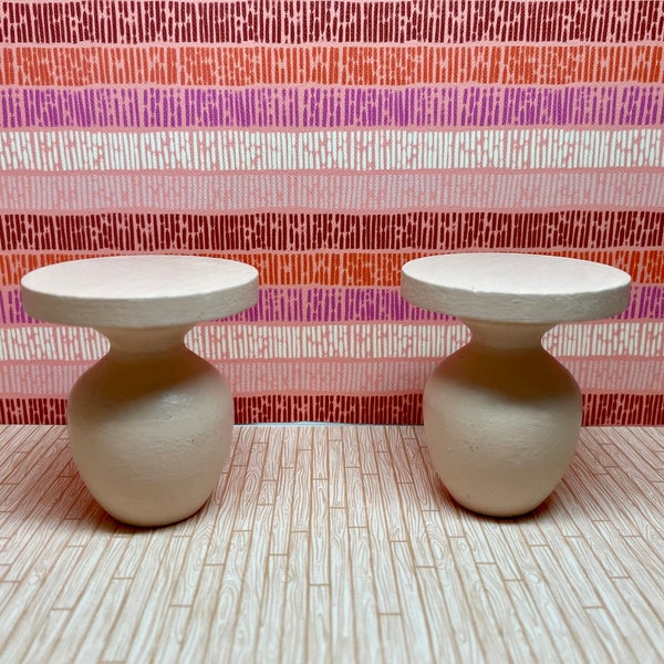 Dollhouse Miniature, set of modern bedside tables in neutral pink shade, 1:12th scale, made of wood