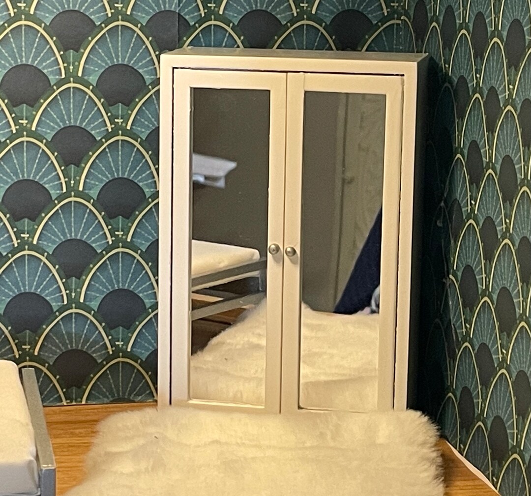 Dollhouse Miniature Modern White Mirror Front Wardrobe/ 112th Etsy