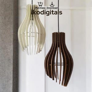 Laser Cut Wood Chandelier Pendant Light Pattern, Laser Cut Lamp Hanging 4mm DXF EPS SVG (Digital Download)