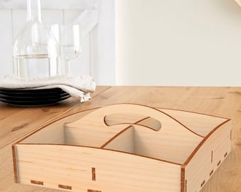 Bandeja de madera cortada a láser con asa para aperitivos, frutos secos, dulces, bandeja creativa, plato de frutas, descarga digital (dxf, svg, ai)