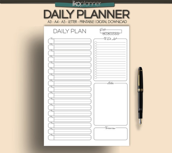 Daily Planner Printable Planner Daily Schedule Minimal to - Etsy