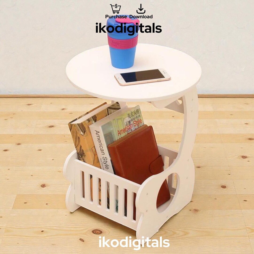 Magazine Rack Cut Out Laser Cut Magazine Rack Side Table Template CDR File Modern Nightstand ...